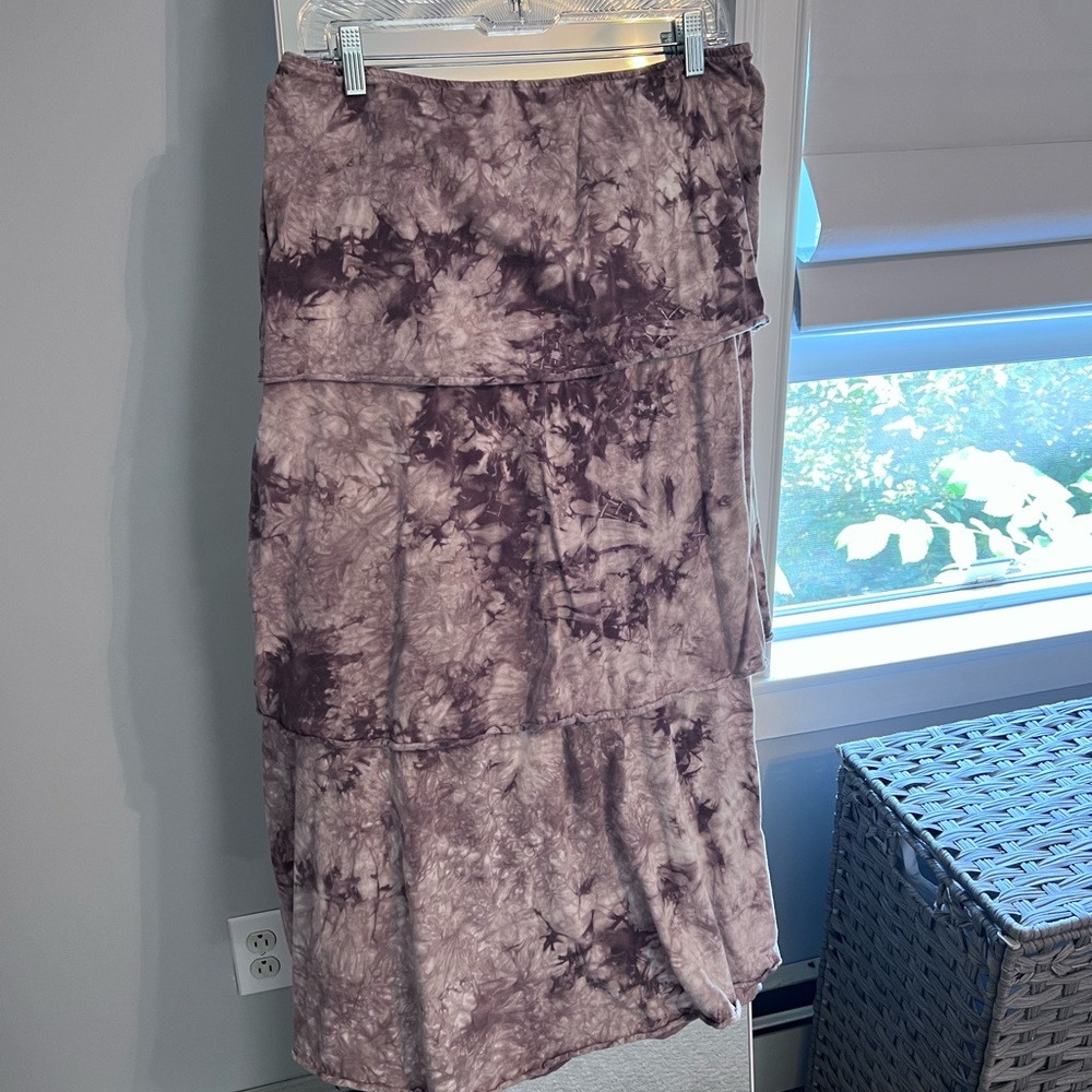 Zumba Fitness Gray and Purple Midi Skirt Tie Front Casual